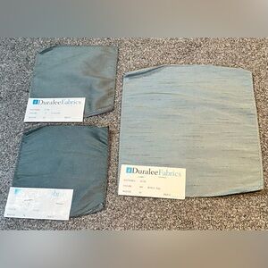 Lot of 3 Duralee Fabric Sample Remnants 32730 Faux Silks Turquoise Blue Crafts